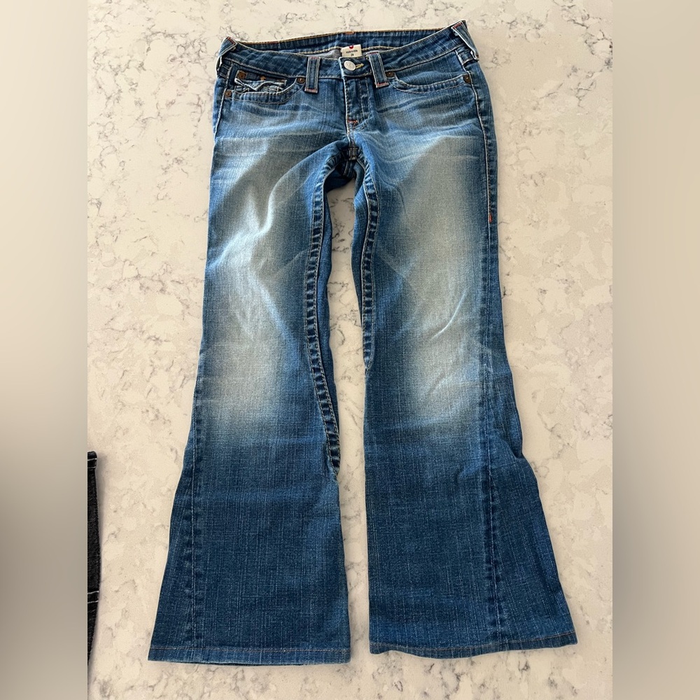 True Religion Blue Flare Wide Leg Jeans